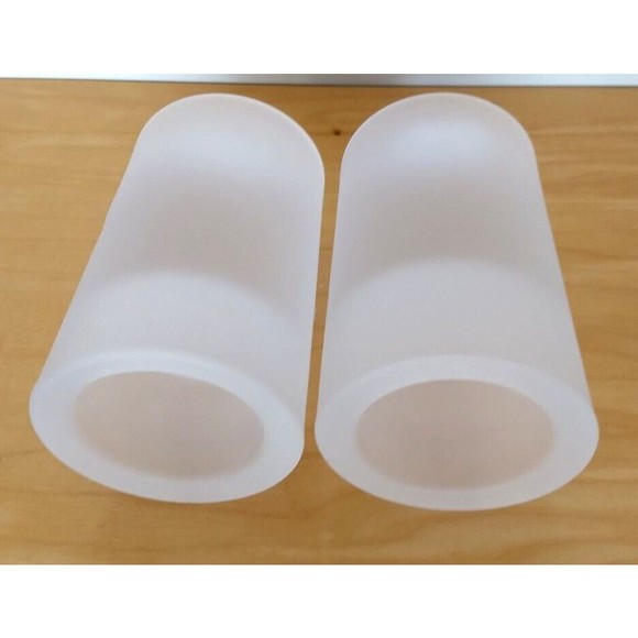 CRATE & BARREL Pair of Round Frosted Glass Tealight 4" Candle Holders NEW IN BOX - Picture 4 of 13